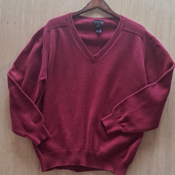 Lands' End 100% Cotton V-Neck Knit Ribbed Sleeves Sweater Relaxed Fit Pullover - Picture 1 of 9